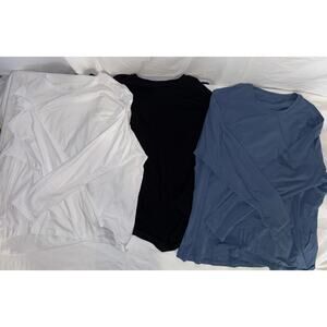 CRZ YOGA Long Sleeve Athletic Tops Lot 3 L XL White Black Blue Activewear